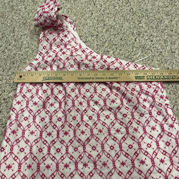 NWT J Crew One Shoulder Eyelet Mini Dress Sz 12 Pink White Boho Preppy Summer - Picture 3 of 8